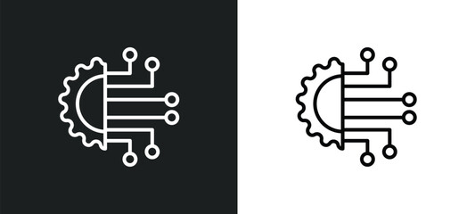 Wall Mural - technology line icon in white and black colors. technology flat vector icon from technology collection for web, mobile apps and ui.
