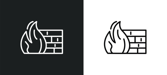 Poster - firewalls line icon in white and black colors. firewalls flat vector icon from firewalls collection for web, mobile apps and ui.