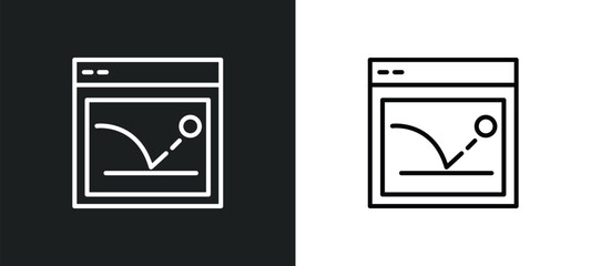 Poster - bounce rate line icon in white and black colors. bounce rate flat vector icon from bounce rate collection for web, mobile apps and ui.