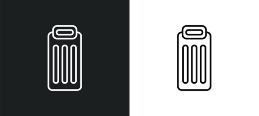 Fototapete - air mattress line icon in white and black colors. air mattress flat vector icon from air mattress co