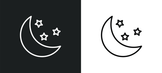Poster - moon line icon in white and black colors. moon flat vector icon from moon collection for web, mobile
