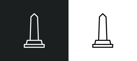 Poster - monument line icon in white and black colors. monument flat vector icon from monument collection for web, mobile apps and ui.