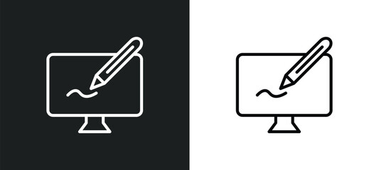 Poster - graphics line icon in white and black colors. graphics flat vector icon from graphics collection for