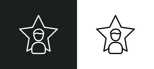 Poster - celebrity line icon in white and black colors. celebrity flat vector icon from celebrity collection for web, mobile apps and ui.