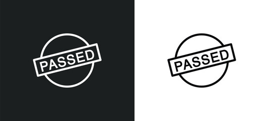 Poster - passed line icon in white and black colors. passed flat vector icon from passed collection for web, mobile apps and ui.