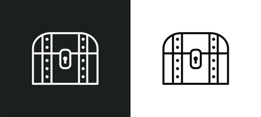 Poster - treasure line icon in white and black colors. treasure flat vector icon from treasure collection for web, mobile apps and ui.