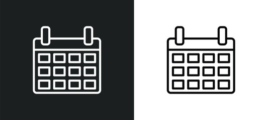 Poster - calendar line icon in white and black colors. calendar flat vector icon from calendar collection for web, mobile apps and ui.