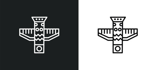 Poster - totem line icon in white and black colors. totem flat vector icon from totem collection for web, mob