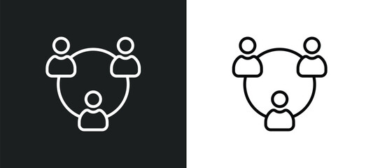 Poster - collaboration line icon in white and black colors. collaboration flat vector icon from collaboration collection for web, mobile apps and ui.