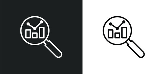 Poster - analysis line icon in white and black colors. analysis flat vector icon from analysis collection for web, mobile apps and ui.