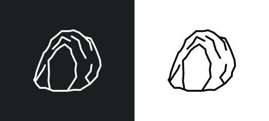 Poster - cave line icon in white and black colors. cave flat vector icon from cave collection for web, mobile