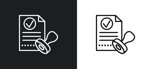 Poster - approval line icon in white and black colors. approval flat vector icon from approval collection for web, mobile apps and ui.