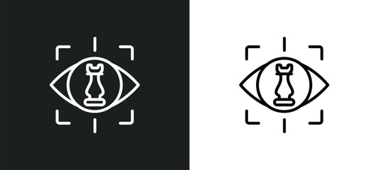 Poster - strategic vision line icon in white and black colors. strategic vision flat vector icon from strategic vision collection for web, mobile apps and ui.