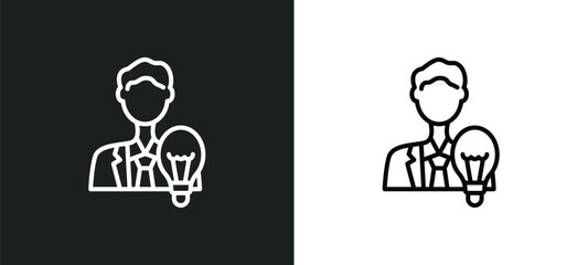 Poster - entrepreneur line icon in white and black colors. entrepreneur flat vector icon from entrepreneur collection for web, mobile apps and ui.