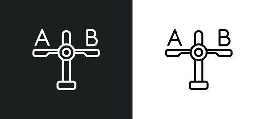 Poster - comparison line icon in white and black colors. comparison flat vector icon from comparison collecti