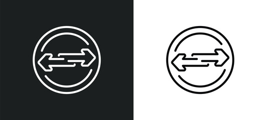 Poster - exchanging line icon in white and black colors. exchanging flat vector icon from exchanging collection for web, mobile apps and ui.