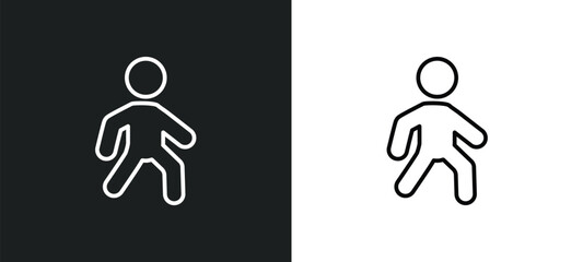 pedestrian walking line icon in white and black colors. pedestrian walking flat vector icon from pedestrian walking collection for web, mobile apps and ui.