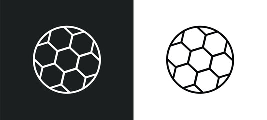Poster - football ball line icon in white and black colors. football ball flat vector icon from football ball
