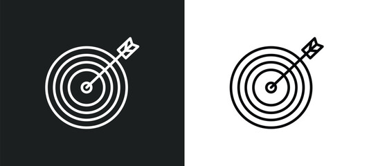 Poster - bullseye line icon in white and black colors. bullseye flat vector icon from bullseye collection for web, mobile apps and ui.