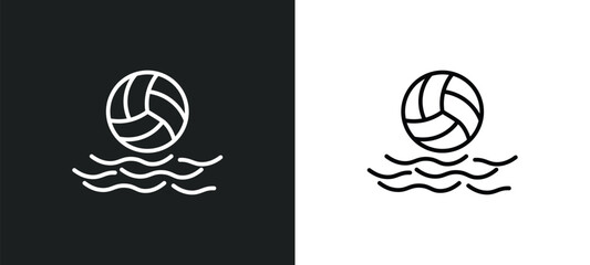 Poster - waterpolo line icon in white and black colors. waterpolo flat vector icon from waterpolo collection for web, mobile apps and ui.