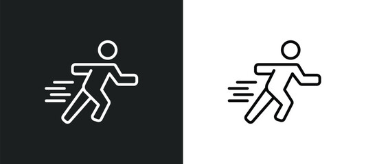 Poster - sprint line icon in white and black colors. sprint flat vector icon from sprint collection for web, 