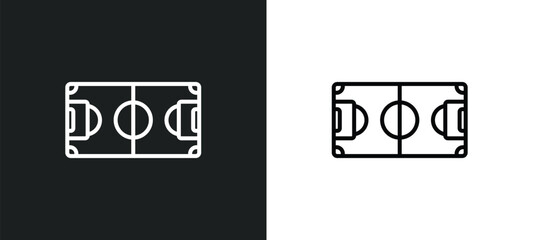 Poster - soccer field line icon in white and black colors. soccer field flat vector icon from soccer field collection for web, mobile apps and ui.