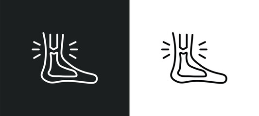 Poster - sprained ankle line icon in white and black colors. sprained ankle flat vector icon from sprained an