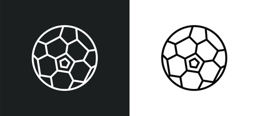 Poster - soccer ball line icon in white and black colors. soccer ball flat vector icon from soccer ball collection for web, mobile apps and ui.