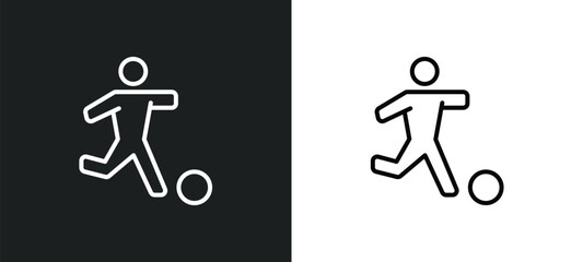 Poster - soccer line icon in white and black colors. soccer flat vector icon from soccer collection for web, mobile apps and ui.