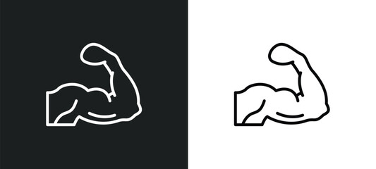 Poster - muscle line icon in white and black colors. muscle flat vector icon from muscle collection for web, mobile apps and ui.