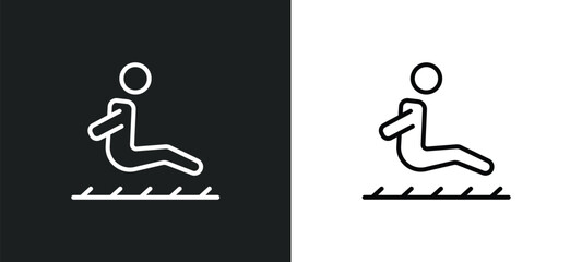 Poster - long jump line icon in white and black colors. long jump flat vector icon from long jump collection for web, mobile apps and ui.