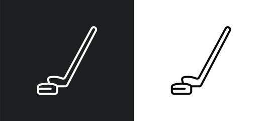 Poster - hockey line icon in white and black colors. hockey flat vector icon from hockey collection for web, mobile apps and ui.
