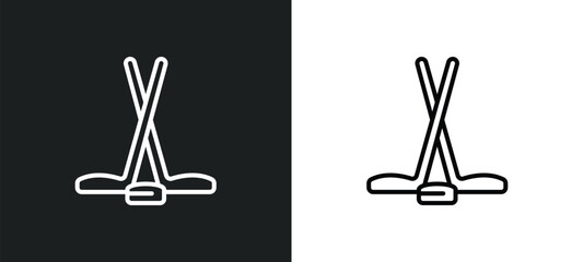 Poster - ice hockey line icon in white and black colors. ice hockey flat vector icon from ice hockey collection for web, mobile apps and ui.