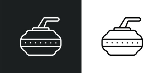 Poster - curling line icon in white and black colors. curling flat vector icon from curling collection for we