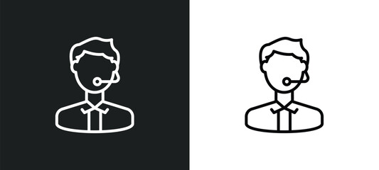 Aufkleber - commentator line icon in white and black colors. commentator flat vector icon from commentator collection for web, mobile apps and ui.