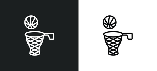 Poster - basketball line icon in white and black colors. basketball flat vector icon from basketball collection for web, mobile apps and ui.