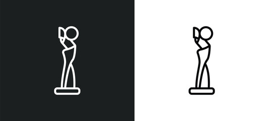 Poster - award line icon in white and black colors. award flat vector icon from award collection for web, mobile apps and ui.