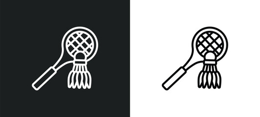 Poster - badminton line icon in white and black colors. badminton flat vector icon from badminton collection for web, mobile apps and ui.