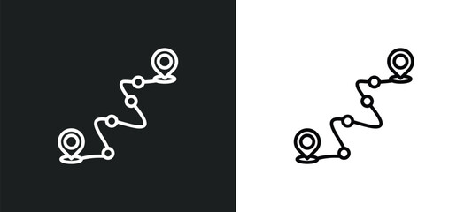 Poster - path line icon in white and black colors. path flat vector icon from path collection for web, mobile apps and ui.