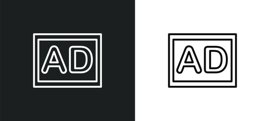 Poster - ad line icon in white and black colors. ad flat vector icon from ad collection for web, mobile apps and ui.