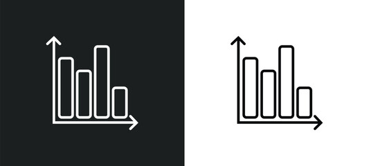 Poster - stadistics line icon in white and black colors. stadistics flat vector icon from stadistics collection for web, mobile apps and ui.