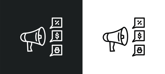 Poster - promotion line icon in white and black colors. promotion flat vector icon from promotion collection for web, mobile apps and ui.