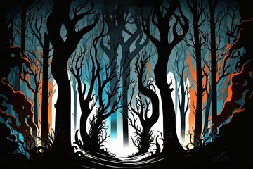 Wall Mural - serene forest with tall trees in the background. Generative AI