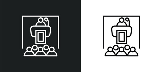 Aufkleber - seminar line icon in white and black colors. seminar flat vector icon from seminar collection for web, mobile apps and ui.