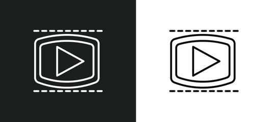 Poster - video player line icon in white and black colors. video player flat vector icon from video player collection for web, mobile apps and ui.