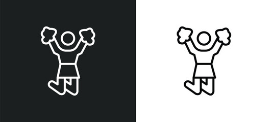 Poster - cheerleader line icon in white and black colors. cheerleader flat vector icon from cheerleader colle