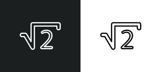 Poster - square root line icon in white and black colors. square root flat vector icon from square root collection for web, mobile apps and ui.