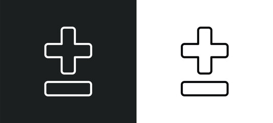 Poster - plus less line icon in white and black colors. plus less flat vector icon from plus less collection for web, mobile apps and ui.