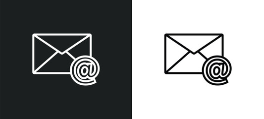 Poster - mail line icon in white and black colors. mail flat vector icon from mail collection for web, mobile apps and ui.