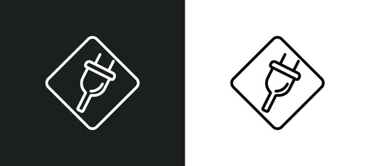 Poster - plug line icon in white and black colors. plug flat vector icon from plug collection for web, mobile apps and ui.